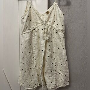Cream Star-Patterned Flowy Tank Top
